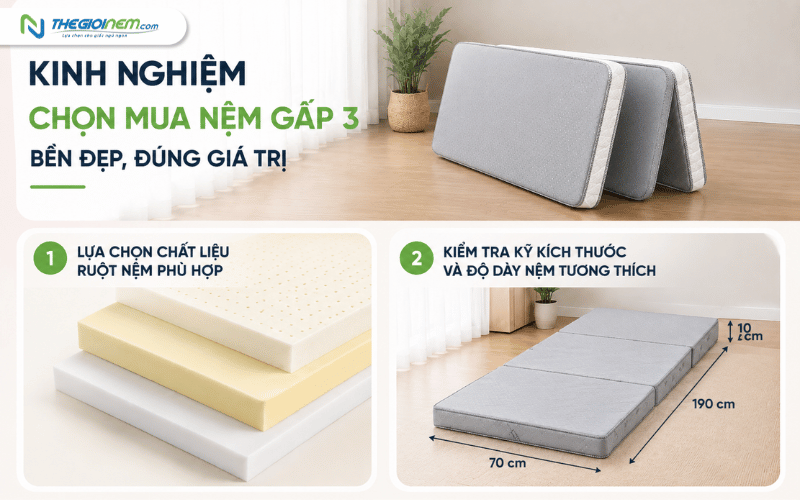 Kinh nghiệm mua nệm gấp 3 phù hợp 